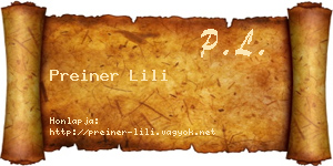 Preiner Lili névjegykártya
